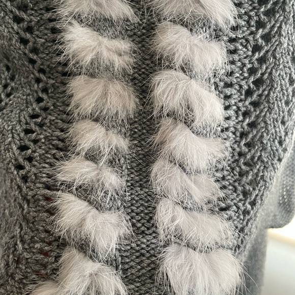 Pink Tartan wool blend sweater dress w/angora trim - Picture 3 of 13